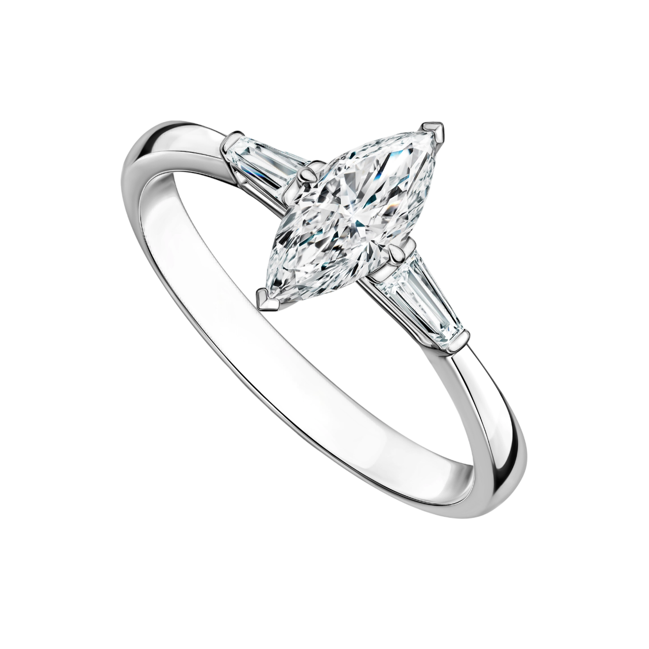  Кольцо с бриллиантом огранки Marquise 0,5 ct