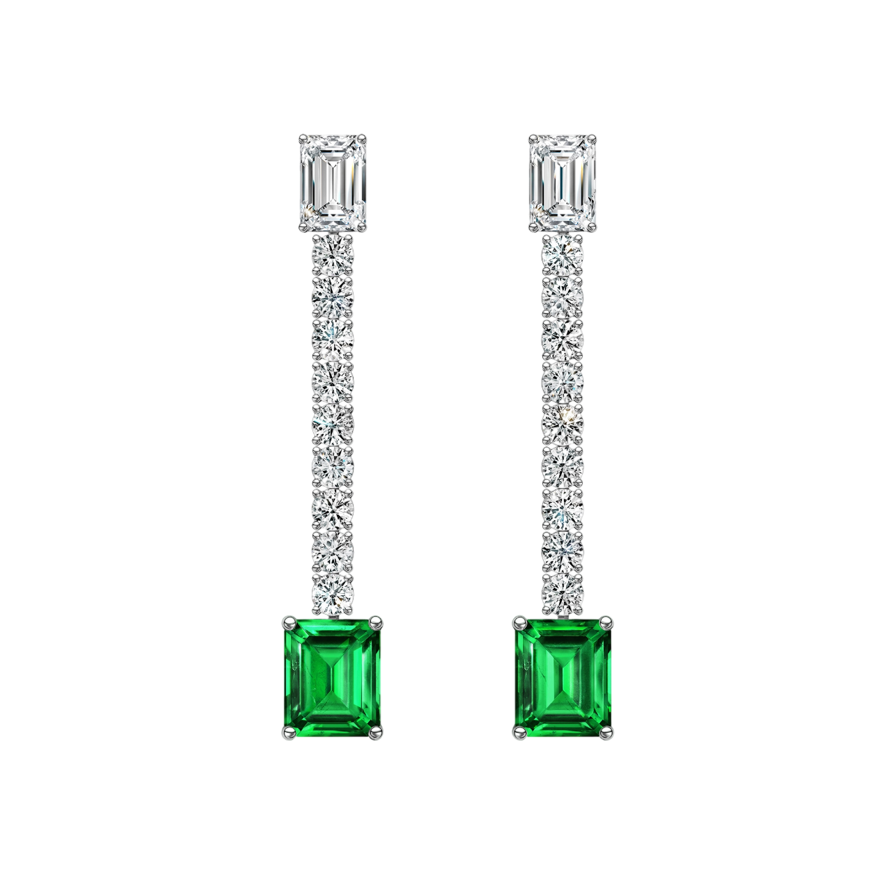Длинные серьги с изумрудами 2,25ct.